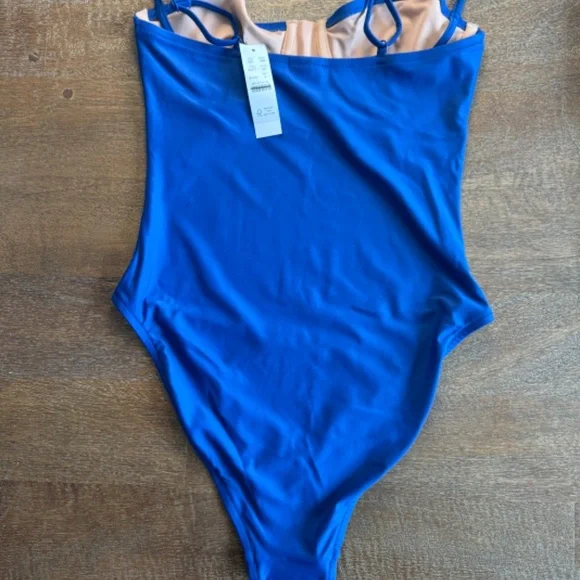 🏷️NWT J.Crew Heritage balconette underwire one-piece swimsuit Harbor Blue SZ 8 - Picture 4 of 6